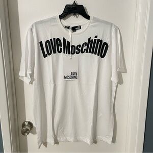 Love Moschino wavey logo T-shirt in White